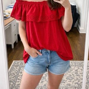 Lane Bryant Off-Shoulder Red Blouse XL